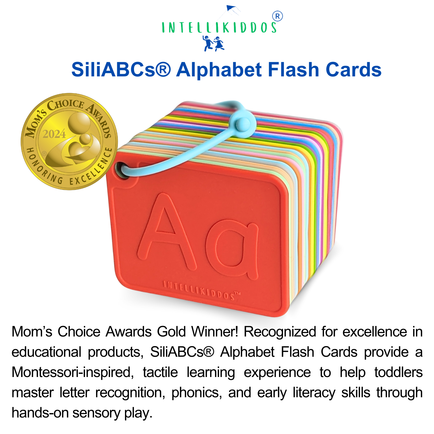 SiliABCs® Award-Winning Raised Food Grade Silicone Alphabet Flash Cards for Toddlers and Kids Ages 1-5