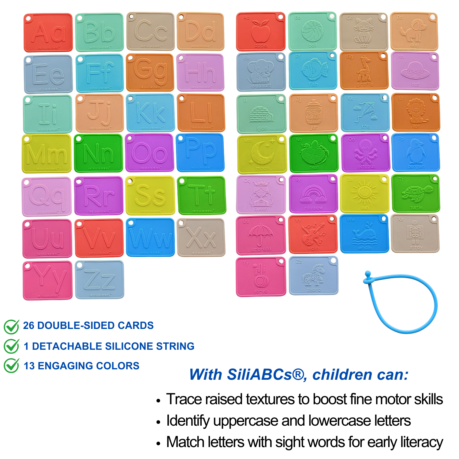 SiliABCs® Award-Winning Raised Food Grade Silicone Alphabet Flash Cards for Toddlers and Kids Ages 1-5