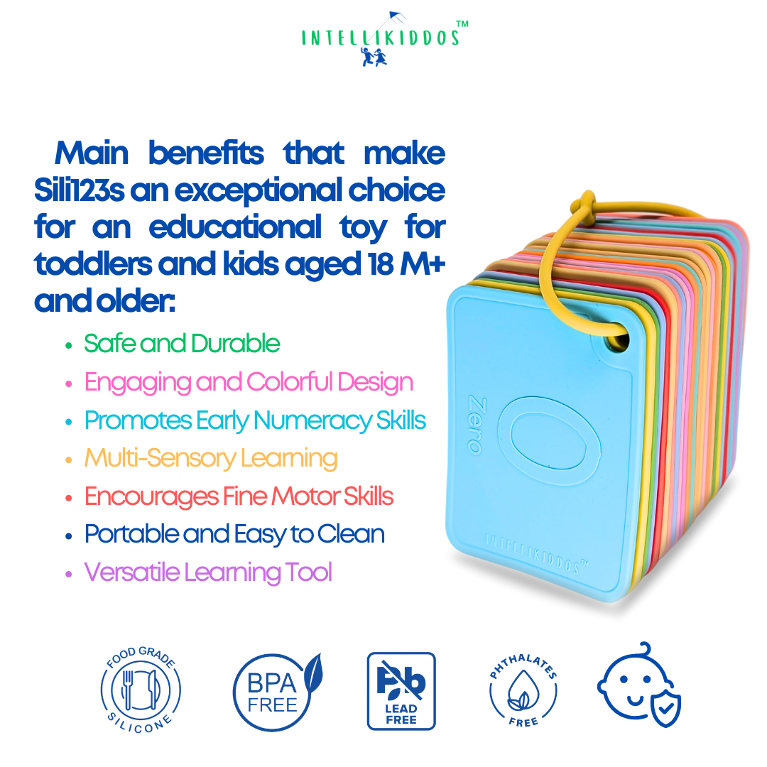 INTELLIKIDDOS Sili123s Toddler Flash Cards – 26 Silicone Number Flash Cards for Toddlers – Educational Toys with Fruit Illustrations, Math Symbols – Learn Numbers, Counting – Montessori Learning, Preschool Flash Card Set