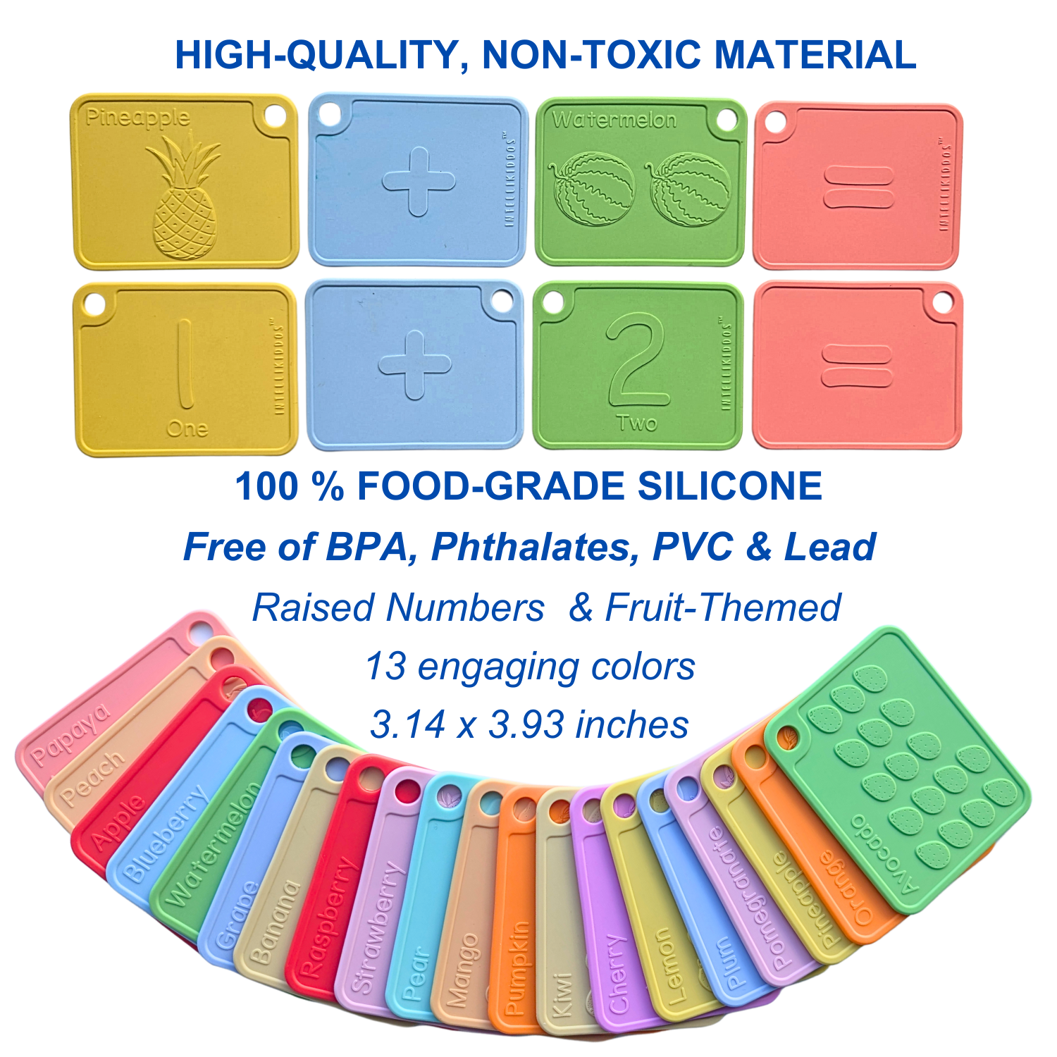 Sili123s™ Award-winning Raised Food-Grade Silicone Number Flash Cards for Toddlers and Kids Ages 1-5