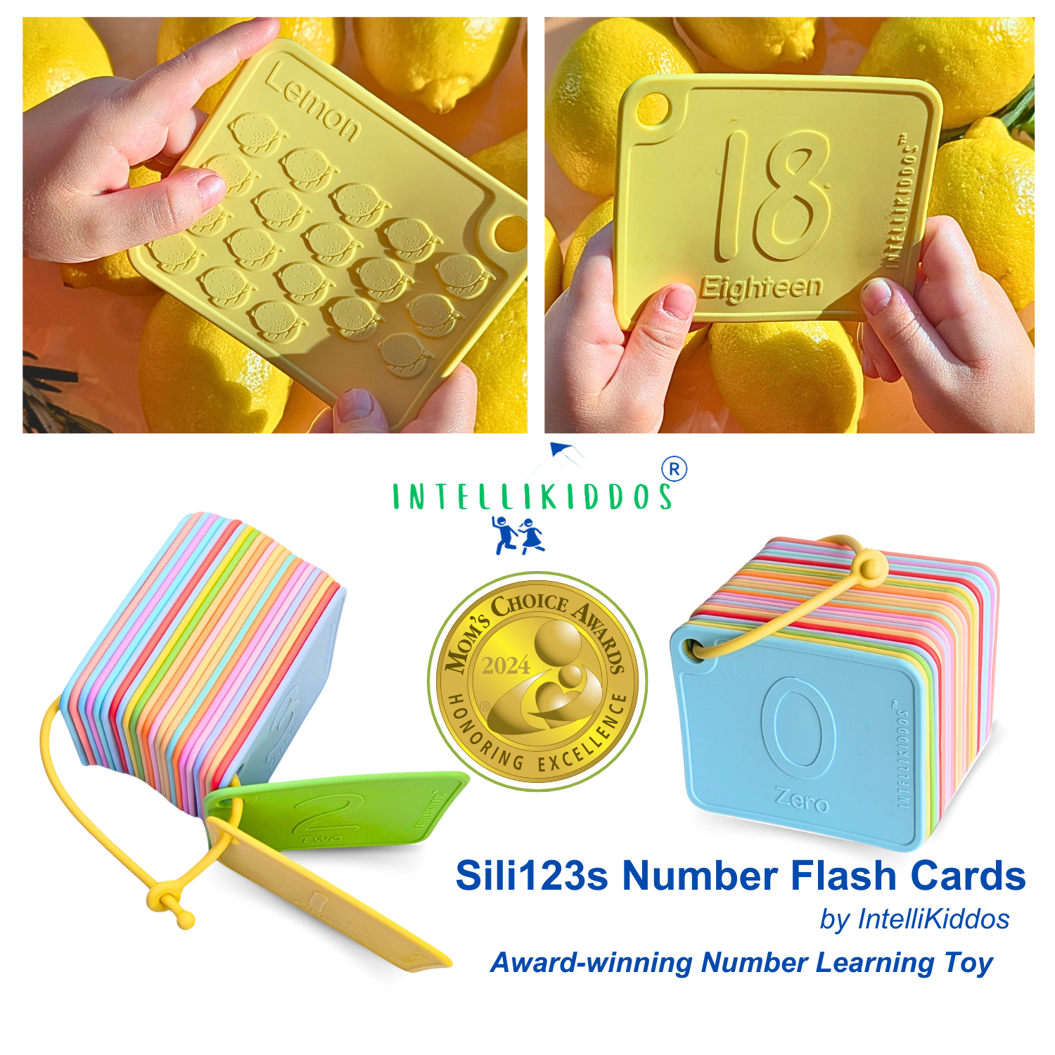 Sili123s™ Award-winning Raised Food-Grade Silicone Number Flash Cards for Toddlers and Kids Ages 1-5