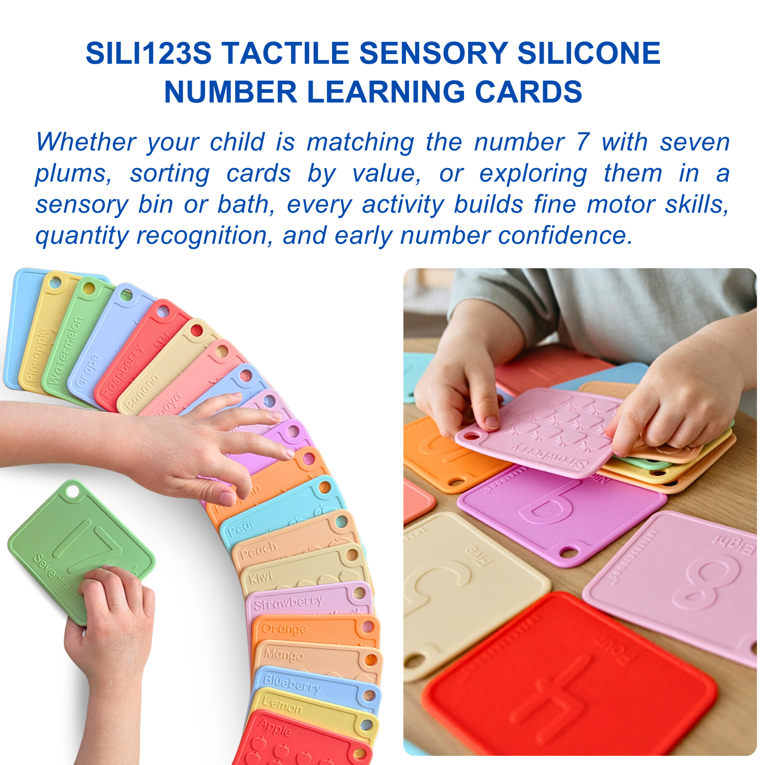 Sili123s® Award-winning Food-Grade Silicone Number Flash Cards for Toddlers and Kids Ages 1-5