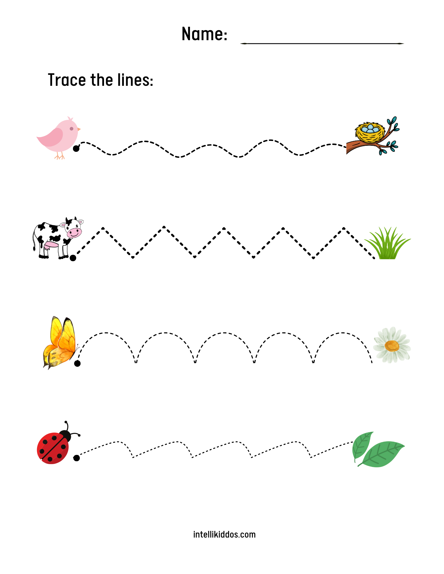 Trace the Lines Pre-Writing Worksheets for Toddlers & Preschoolers