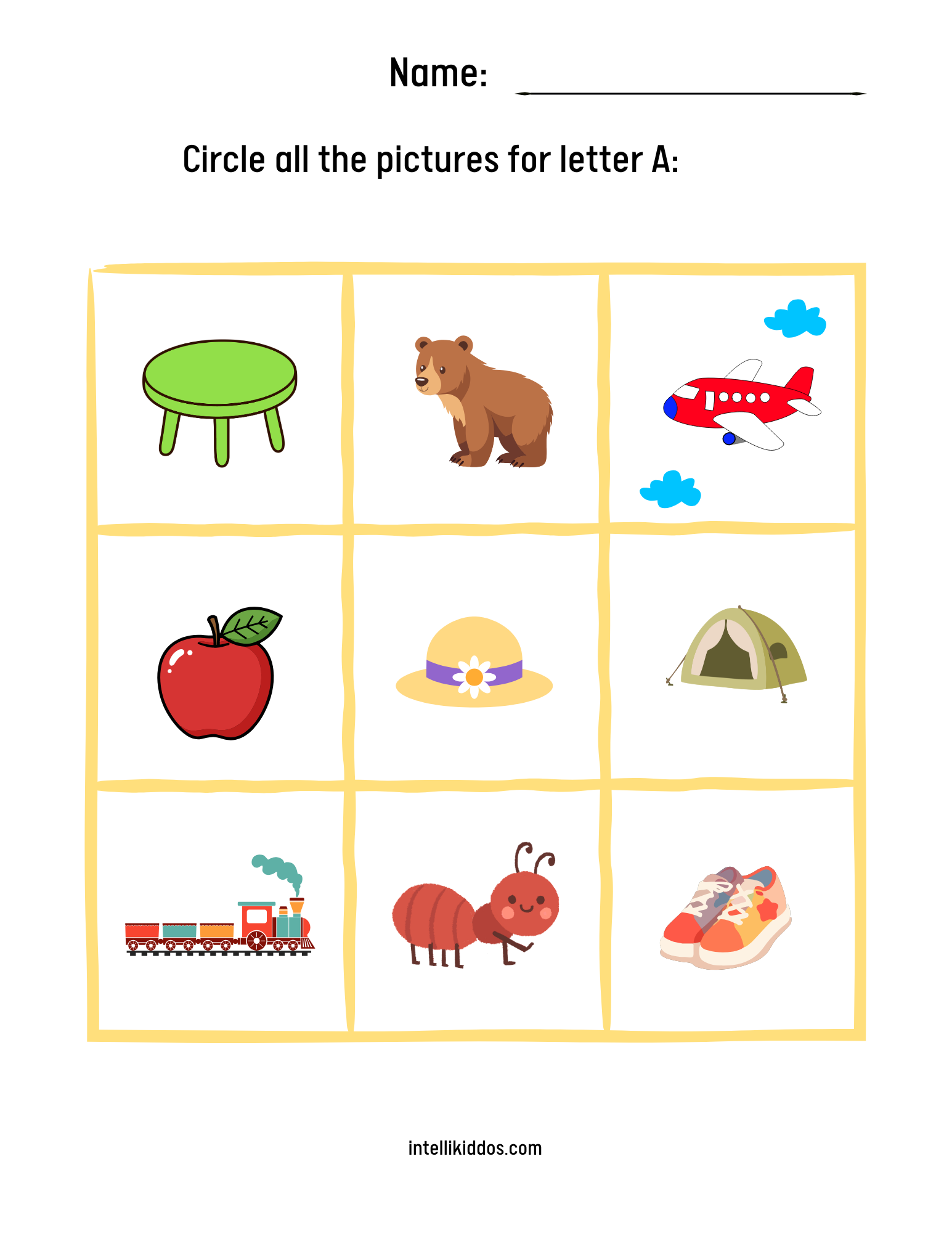 Free Alphabet Letter Recognition Worksheets – Circle the Pictures | Preschool Printable PDF