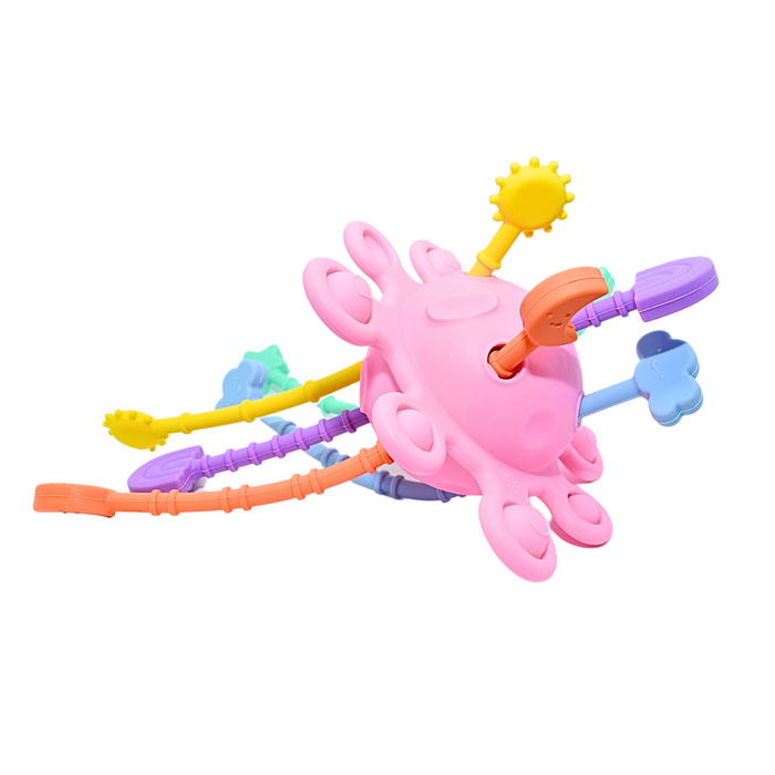 Intellikiddos Montessori Pull String Toy – Fun Montessori Toys for 6 Month Old – Food-Grade and BPA-Free Pull String Activity Toy – Cute and Stimulating Sensory Toys for Toddlers and Babies Intellikiddos